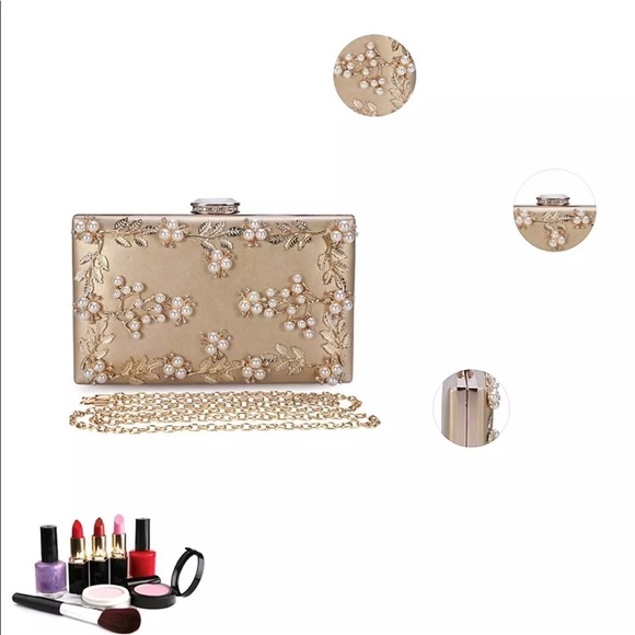 Chichitop pearl beaded evening clutch bridal wedd - Picture 6 of 8